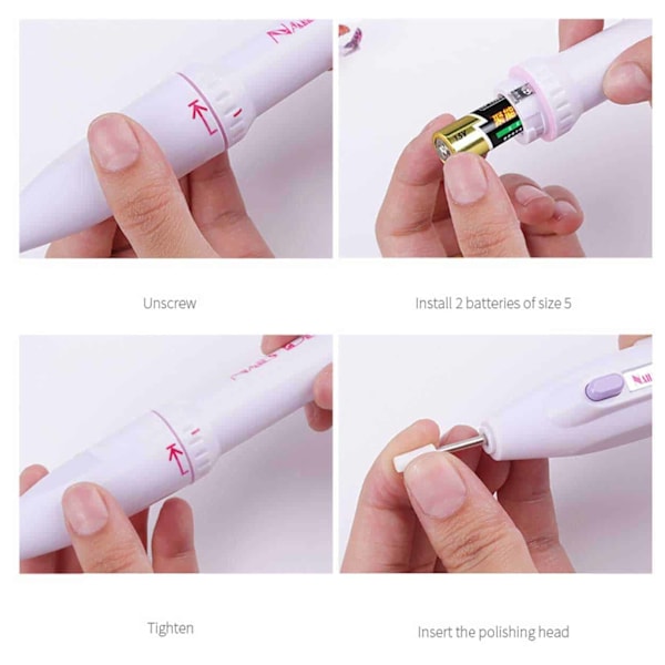 Elektrisk Nagelfil med 5 Bitsar vit