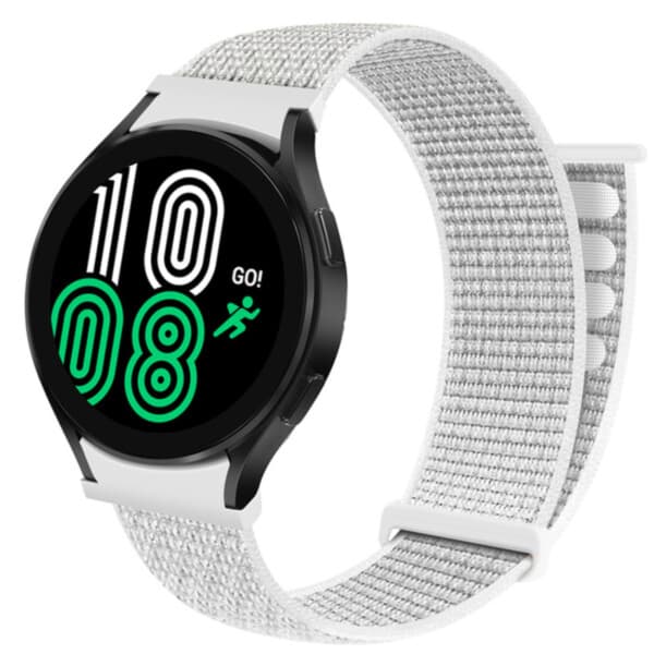 Galaxy Watch 4/5 armbånd 20mm nylon borrelås hvitt hvit