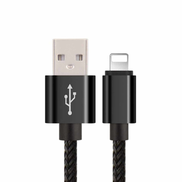 Ekstra bæredygtig 1m Apple Lightning Hurtig opladning Load Cable (Sort) sort