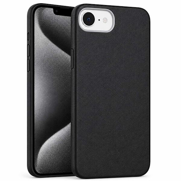 Tynd TPU-cover med læderfinish til iPhone 16e – Sort sort
