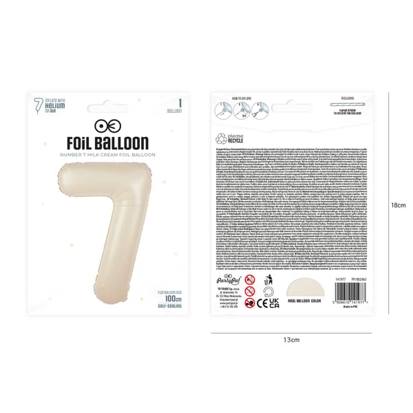 Folieballon Nummer 8 Creme Beige 100 cm beige