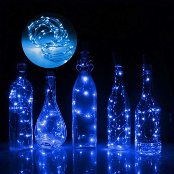 2-pack LED Ljusslinga Lampor Belysning för Flaskor Dekoration blå