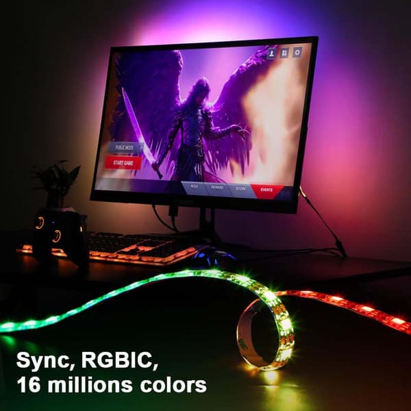 PC Sync RGBIC LED Strip til 32" Skærm – Ambilight, Gaming, USB