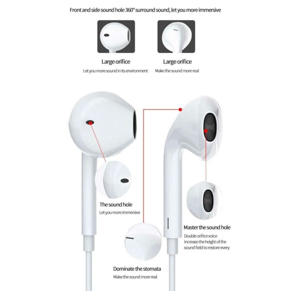 Yleiskäyttöiset USB-C-kuulokkeet DAC-kaapelilla, valkoinen valkoinen