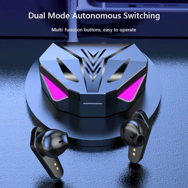 Trådløs RGB Gaming TWS Bluetooth Stereo In-Ear Hovedtelefoner USB-C Black sort