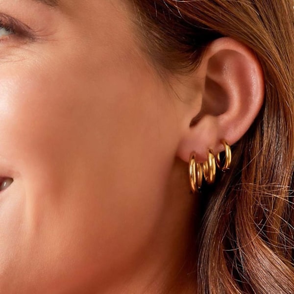 3st Creoler Simple Hoops Örhängen i Rostfritt Stål Silver silver