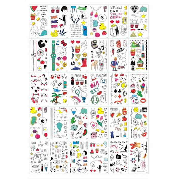 30-pack gnir midlertidig falske tatoveringer retro flerfarget