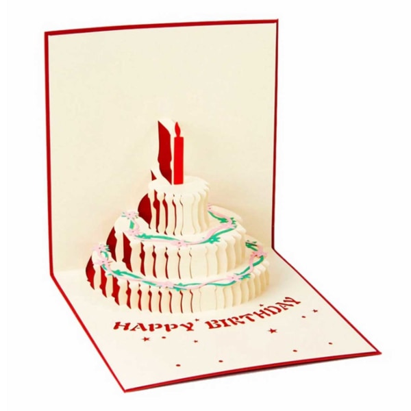 3D Födelsedagskort Gratulationskort Happy Birthday Röd röd