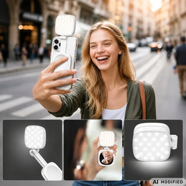 LED-lampe med spejl - Magnetisk MagSafe Mobilbelysning