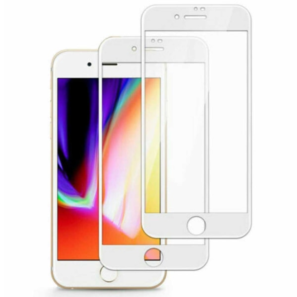 2-pakke iPhone 7/8 plus HD-skærmbeskytter kureret glashvid hvid