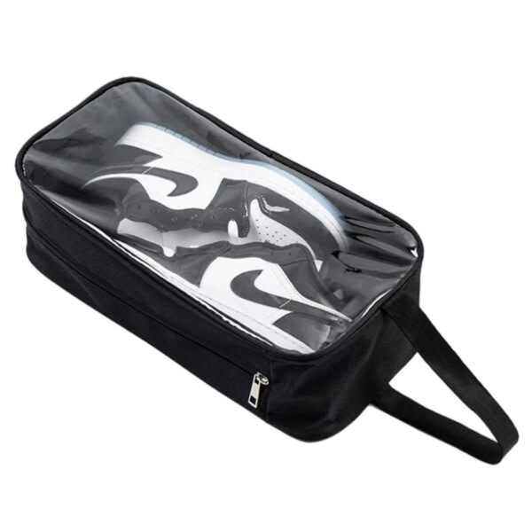 Skovlpose med vindue - Opbevaringspose til sko Sko taske til rejser sort gennemsigtig