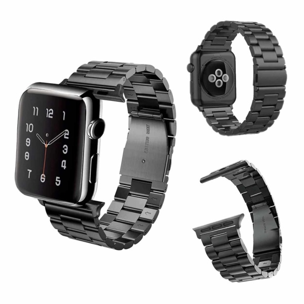 Apple Watch 42/44/45/49 1-8/SE/Ultra Metall Svart Klockarmband svart