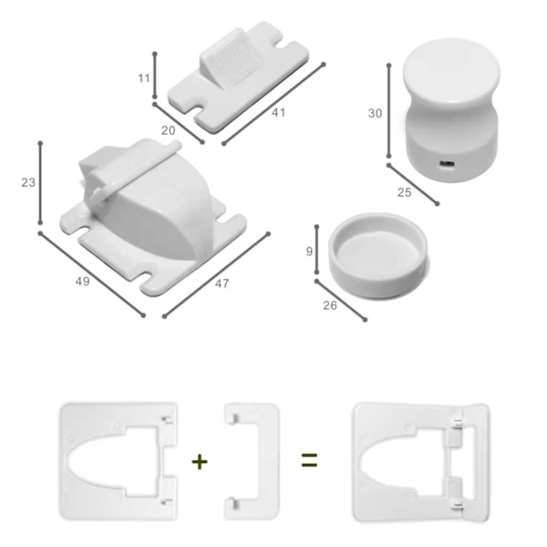10x usynlig magnetlås for skap og skuffer Barnesikring hvit