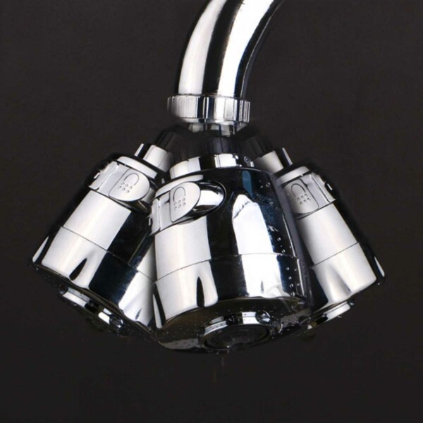360 ° dyse til tryk med bruser - adapter til køkkenhane sølv