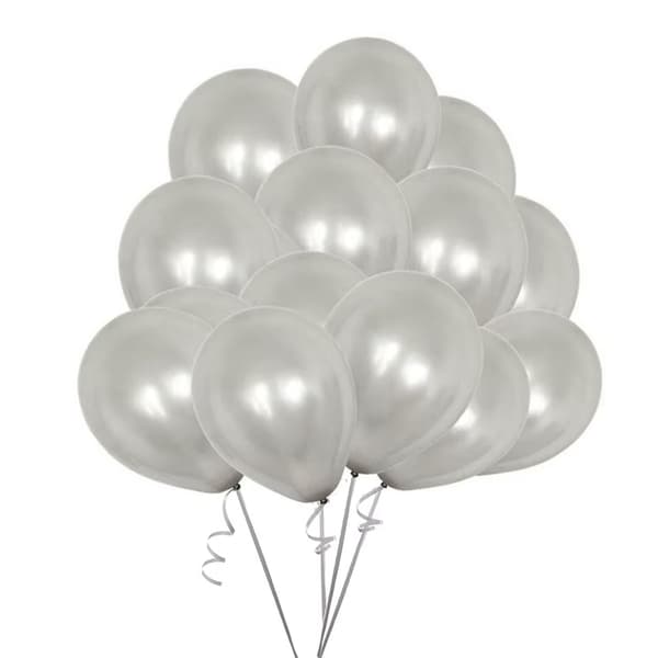 10-Pack Silver Metallic Ballonger 12" 30cm silver