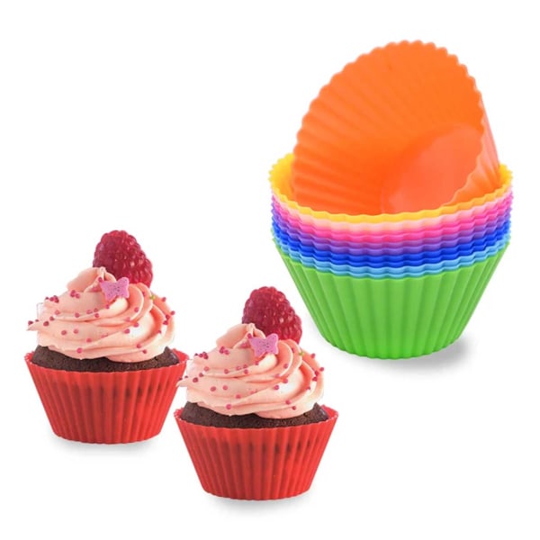 Silikone muffinforme / tyrforme - 12 -pak bagforme flerfarvet