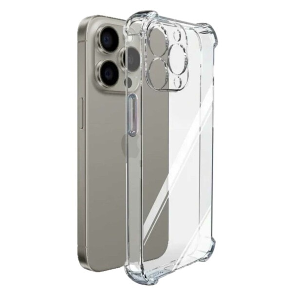 iPhone 15 Extra iskunkestävä suojus, läpinäkyvä läpinäkyvä