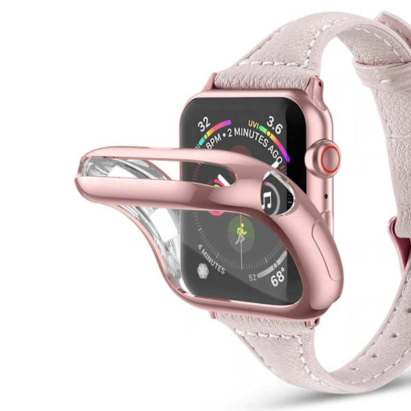 Heltäckande Apple Watch 1/2/3 Skal Skärmskydd Rosa 42mm rosa