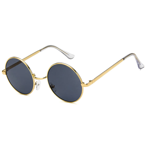 Golden runde solbriller sort glas guld
