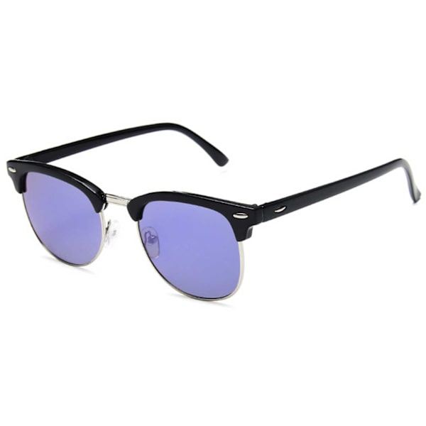Black Clubmaster solbriller Blue Mirror Glass + Senile ledning svart