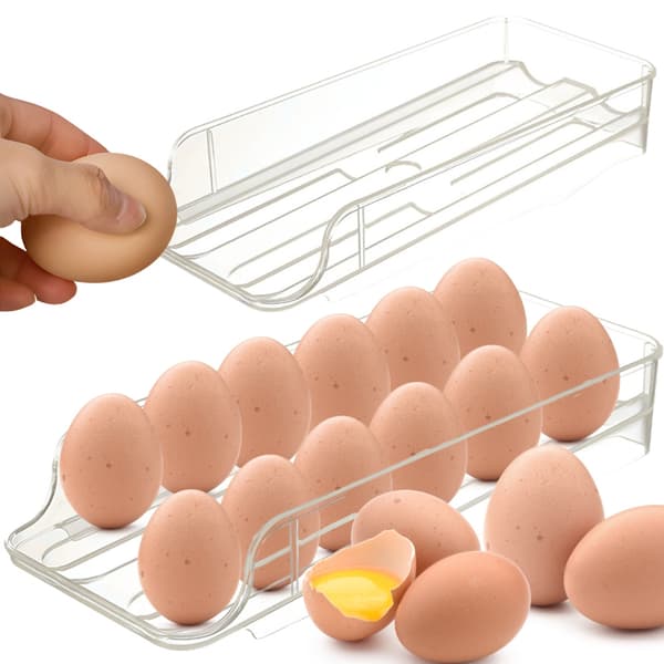 Stapelbar Äggdispenser för Kylskåp | Ägglåda för 14 Ägg Transparent transparent