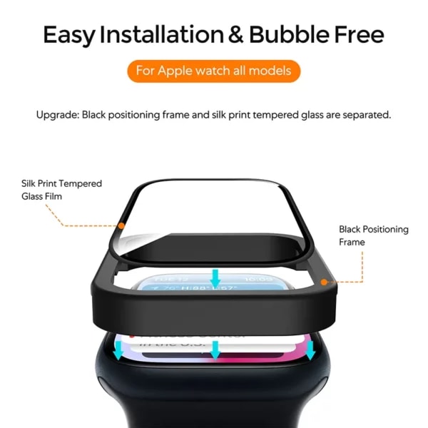 Apple Watch 44mm Comprehensive Screen Protector Easy Install gjennomsiktig