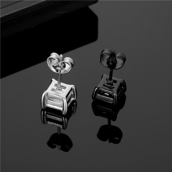 Piercing ørering Square Crystal CZ Black svart