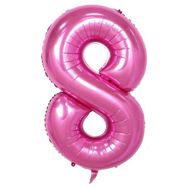 Enorm 102 cm siffer ballong rosa metallnummer 8 ballong rosa