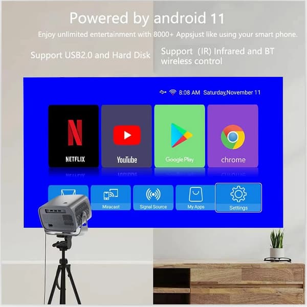 Android 11 LCD Projektor 200 ANSI Lumens Full HD 1920x1080 WiFi LED