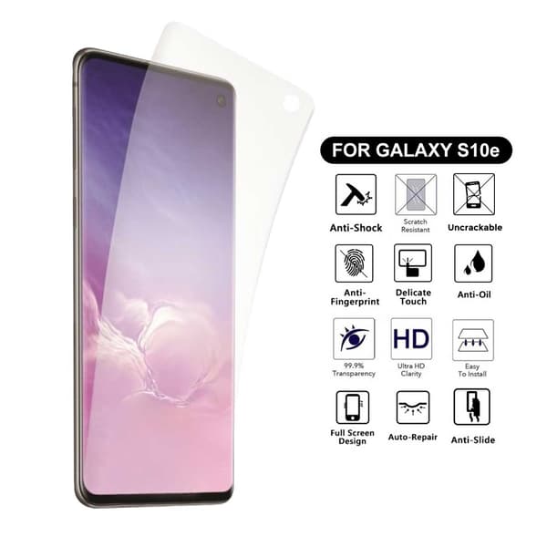 Kattava Galaxy S10E -näytönsuoja NanoEdge Protective muovi läpinäkyvä