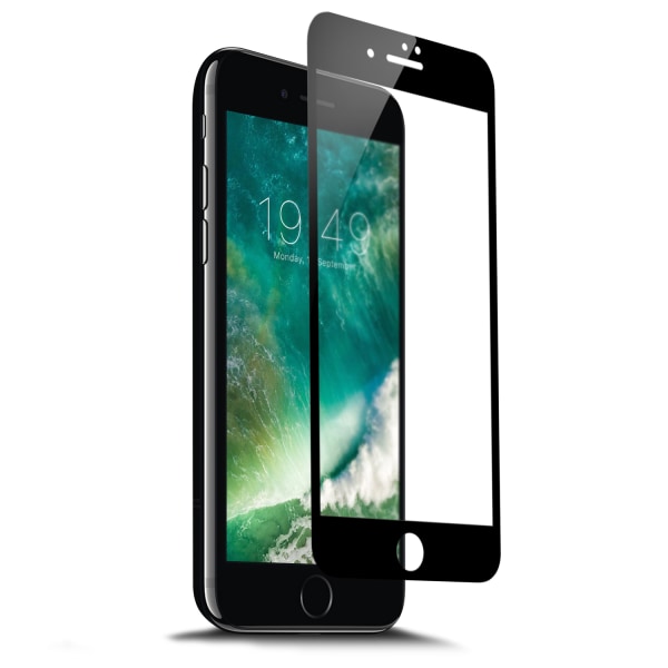 iPhone 7 HD-skærmbeskytter Carbon Fiber Hærdet Glas Sort sort