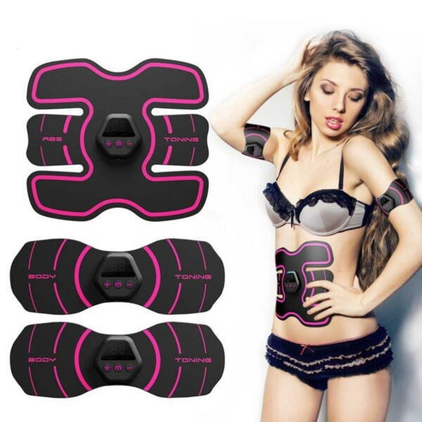 3-pack EMS-trener for mage og sterkere kroppseffektiv hjemmetrening rosa