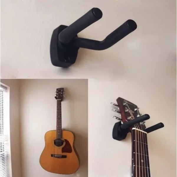 Gitarrhängare | Väggmonterad Gitarrhållare | Universalt Väggfäst Intsrumentstativ Svart svart
