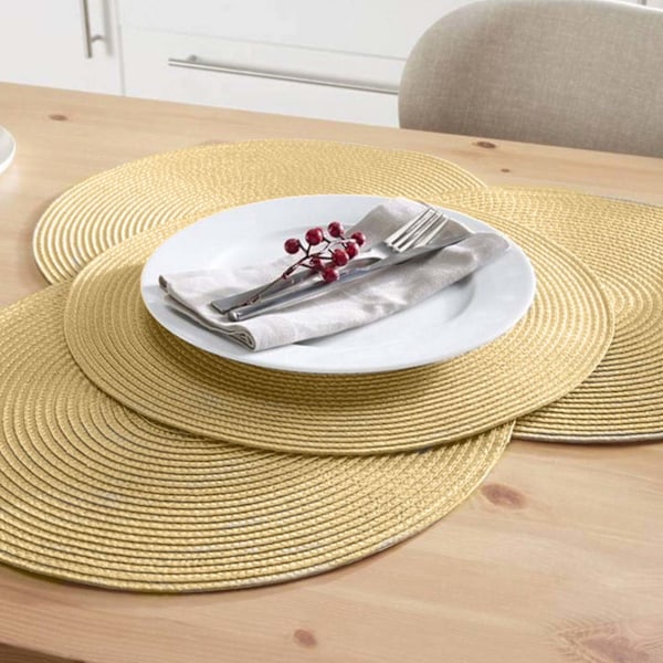 4-Pack Flätade Runda Bordstabletter Guld 38cm guld