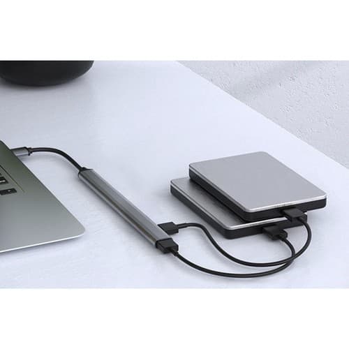 USB Hub 7 -portit | USB A - 1x USB 3.2 ja 6x USB 2.0 harmaa