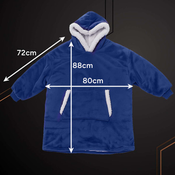 Oversize Hoodie Tæppe Mørkeblå blå one size