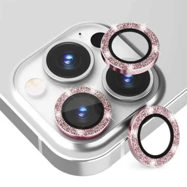 iPhone 13 Pro/13 Pro Max linssinsuojus Bling Glitter Pink vaaleanpunainen