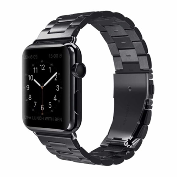 Apple Watch 42/44/45 1/2/3/4/5/6/7/Katso metalli mustan kellon rannekoru musta