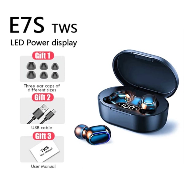 TWS Helt Trådlösa In-Ear Hörlurar Laddfodral med Display Svart svart