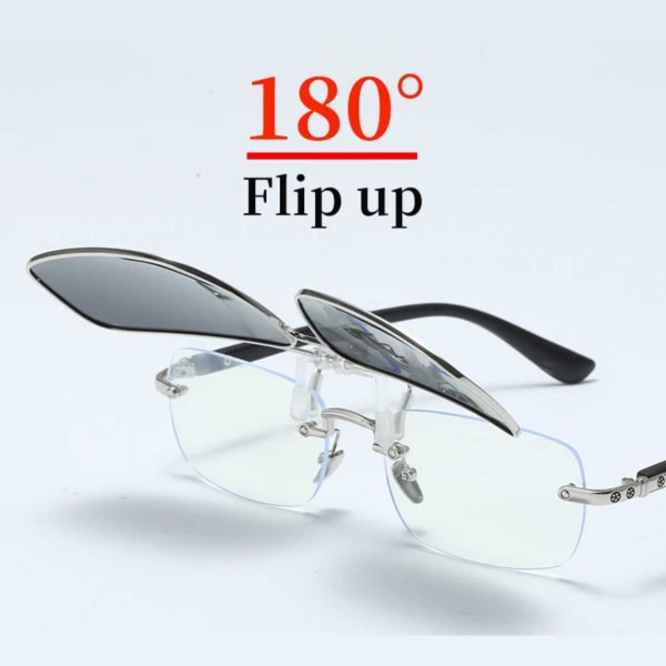 Uppfällbara Metall Clip-on Solglasögon Flip Up Blå blå
