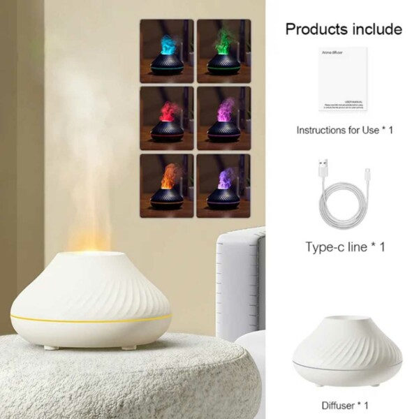 Aroma Diffuser Luftfuktare med Flammande Sken svart