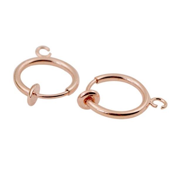 2-pack rose guld clip-on øreringe falsk piercing til valgfri vedhæng