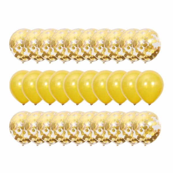 30-pack ballonger gull konfettiballons bursdag 31cm gull