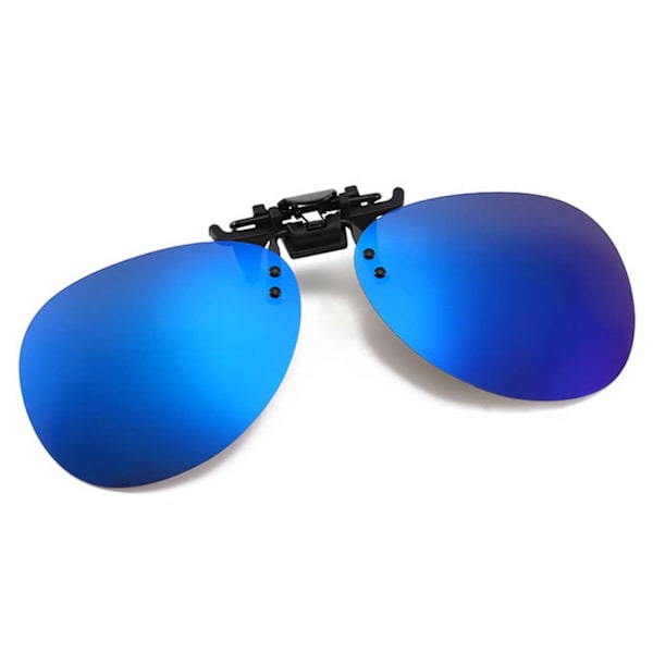 Clip-on Aviator Solglasögon Pilotglasögon Blått Spegelglas blå
