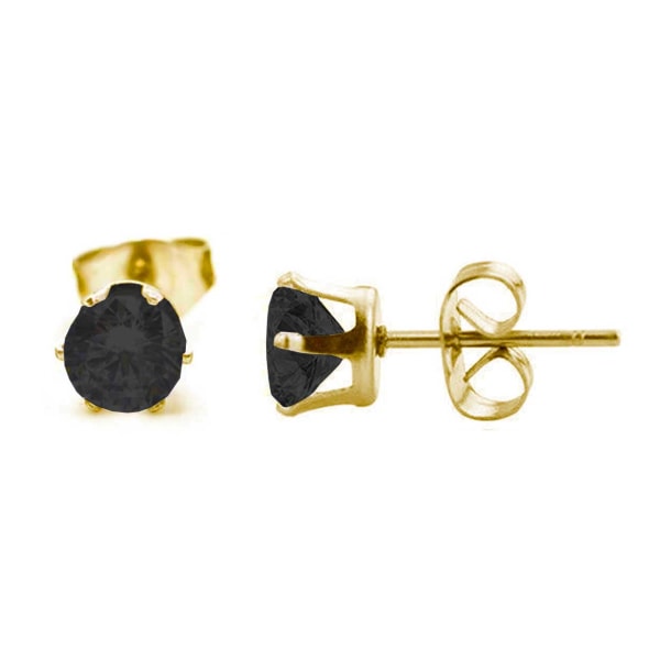 2-pakke guld piercing øreringe sort krystal - 5mm guld