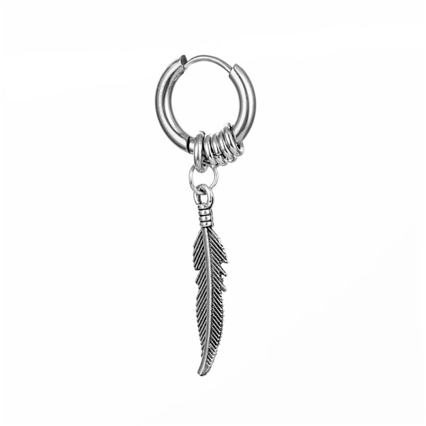 Piercing Örhänge Ring med Hängande Fjäder Silver silver