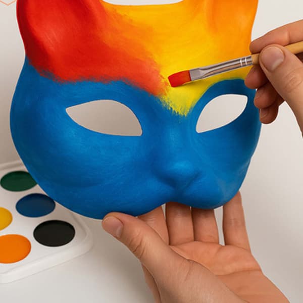 10-Pack Vita DIY Katte masker til Maleri og Håndværk