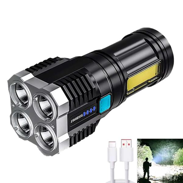 LED lommelygte USB genopladelig sort