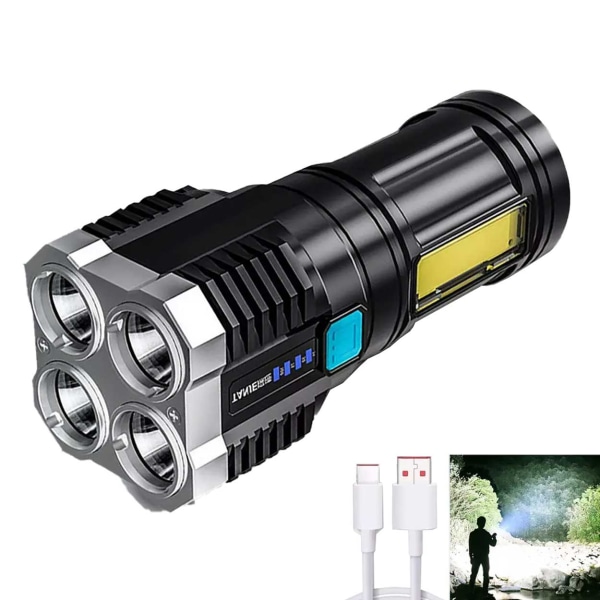 LED -taskulamppu USB ladattava musta