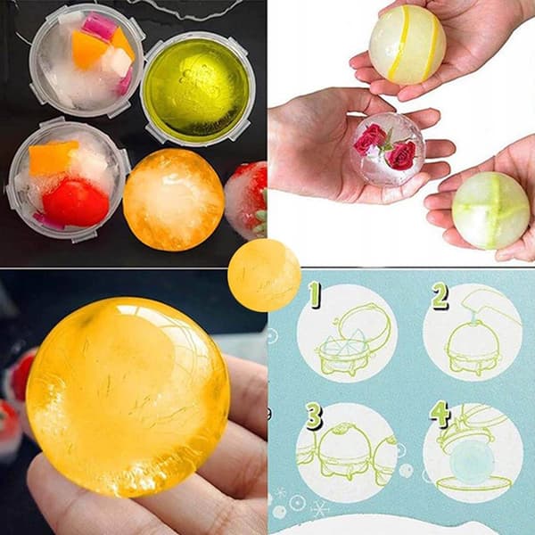 4 pyöreää jäämuottia jääpalloille 5cm läpinäkyvä